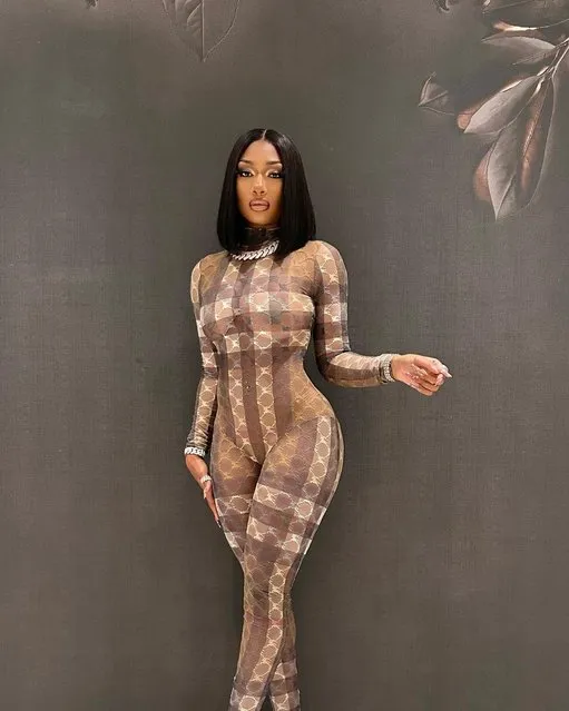 American rapper Megan Jovon Ruth Pete, known professionally as Megan Thee Stallion in the last decade of August 2023 flaunts her curves in a bodysuit. (Photo by theestallion/Instagram)