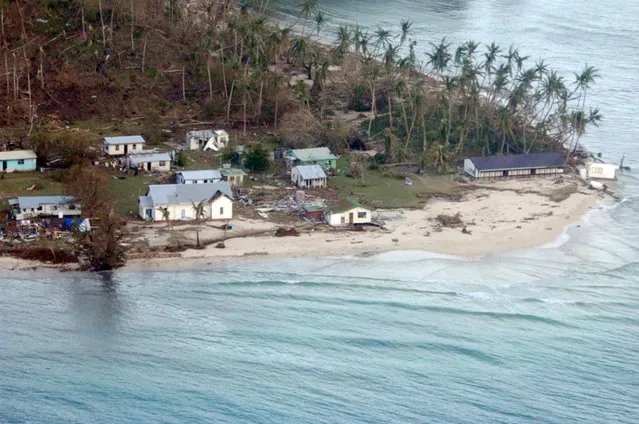 A remote Fijian village is photographed from the air during a surveillance flight conducted by the New Zealand Defence Force on February 21, 2016. (Photo by Reuters/NZ Defence Force)