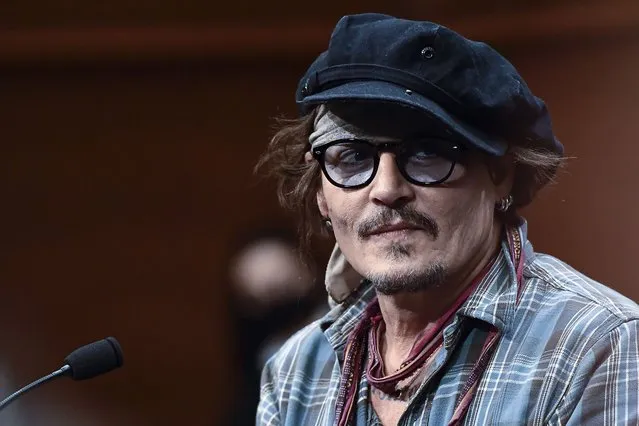 US actor Johny Deep after a photocall at the 69th San Sebastian Film Festival, in San Sebastian, northern Spain, Wednesday, September 22, 2021. Johny Depp will be receiving on the night Donostia Award for his contribution to the cinema. (Photo by Alvaro Barrientos/AP Photo)