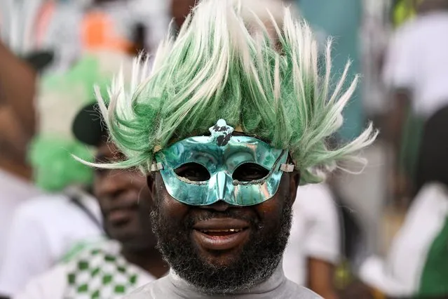 A Nigeria's supporter looks on ahead of the Africa Cup of Nations (CAN) 2024 semi-final football match between Nigeria and South Africa at the Stade de la Paix in Bouake on February 7, 2024. (Photo by Issouf Sanogo/AFP Photo)