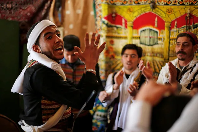 Members of the Syrian refugee folklore troupe Abu Rustom rehearse for a wedding show at Zaatari refugee camp in the Jordanian city of Mafraq, near the border with Syria February 20, 2017. (Photo by Muhammad Hamed/Reuters)