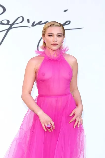 English actress Florence Pugh is seen arriving at the Valentino Haute Couture Fall/Winter 22/23 fashion show on July 08, 2022 in Rome, Italy. (Photo by Daniele Venturelli/WireImage)