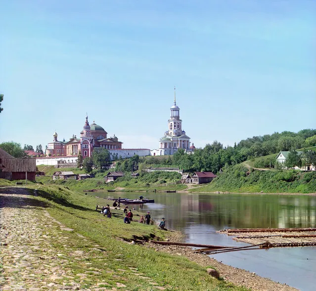 Photos by Sergey Prokudin-Gorsky. Boris-Gleb Monastery, from the bridge. Russia, the Tver province, Torzhok, 1910