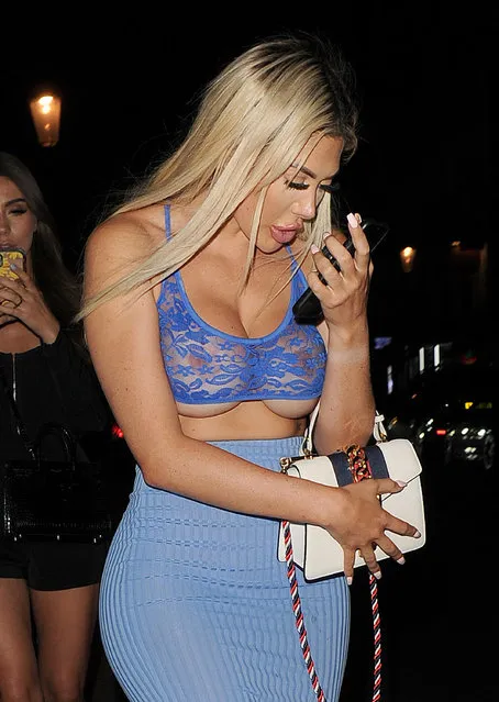 English television personality from Newcastle Chloe Ferry, 24, showed off her curves partied with American singer Chris Brown in London, United Kingdom on August 24, 2020. (Photo by Goff Photos)