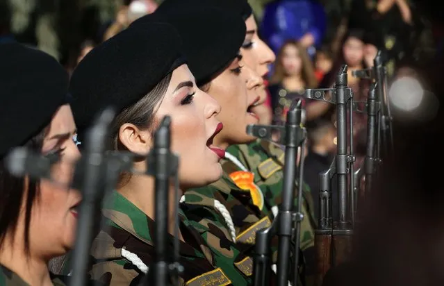 Iraqi Kurdish Peshmerga take part in a graduation ceremony at the Zakho military academy in the Iraqi Kurdish town of Zakho, some 500 kilometres north of Baghdad, on January 30, 2018. (Photo by Safin Hamed/AFP Photo)