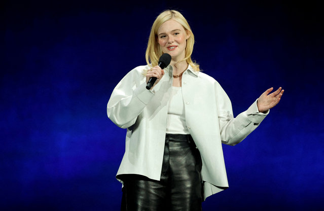 American actress Elle Fanning promote the upcoming movie “Predator Badlands” during a Walt Disney Studios presentation at CinemaCon, the official convention of Cinema United, in Las Vegas, Nevada, U.S. April 3, 2025. (Photo by Steve Marcus/Reuters)