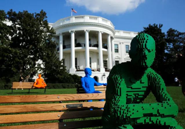 LEGO statues for the South by South Lawn Festival of ideas, arts, and action are seen at the White House in Washington, U.S., October 3, 2016. (Photo by Gary Cameron/Reuters)
