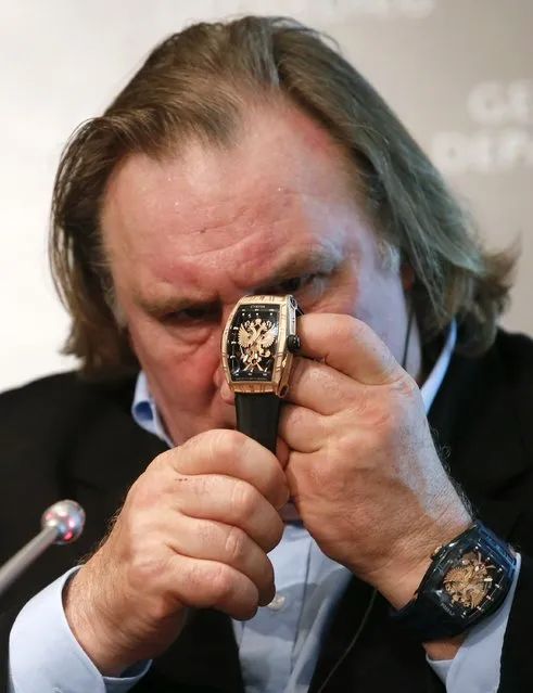 Gerard Depardieu attends a ceremony and news conference to present the watch from the line “Proud to be Russian”, promoted by the actor, in Moscow December 17, 2014. (Photo by Maxim Zmeyev/Reuters)