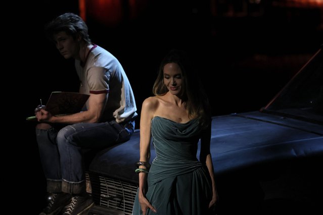 American actress Angelina Jolie appears on The 77th Annual Tony Awards, live from the David H. Koch Theater at Lincoln Center for the Performing Arts in New York City, on Sunday, June 16, 2024. (Photo by Brendan Mcdermid/Reuters)