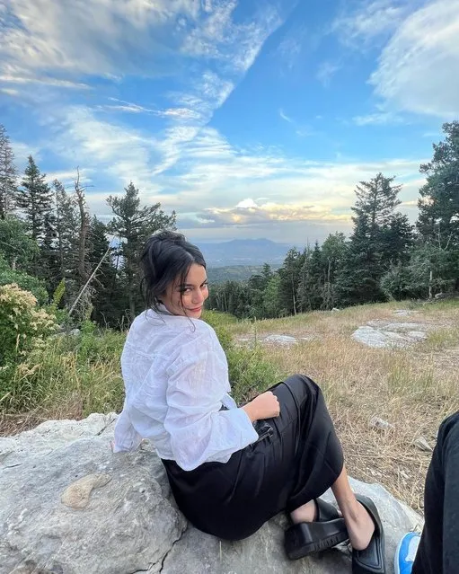 American actress Vanessa Hudgens took in the view during a hike in the first decade of August 2023. (Photo by vanessahudgens/Instagram)