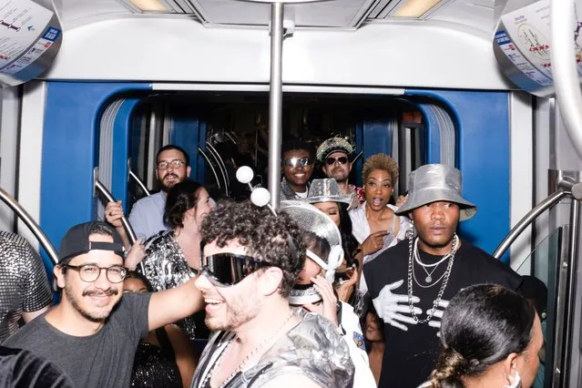 Beyonce concert goers ride the metro train in Houston, Texas on September 24, 2023. (Photo by Mark Felix for The Washington Post)