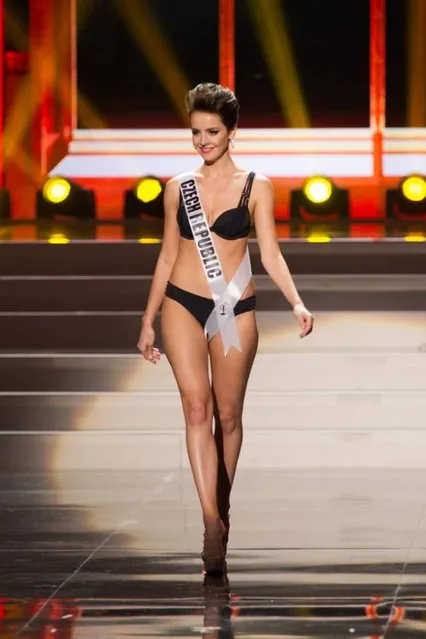 This photo provided by the Miss Universe Organization shows Gabriela Kratochvilova, Miss Czech Republic 2013, competes in the swimsuit competition during the Preliminary Competition at Crocus City Hall, Moscow, on November 5, 2013. Miss Universe 2013 will be crowned at the pageant final show on November 9. (Photo by Darren Decker/AFP Photo)