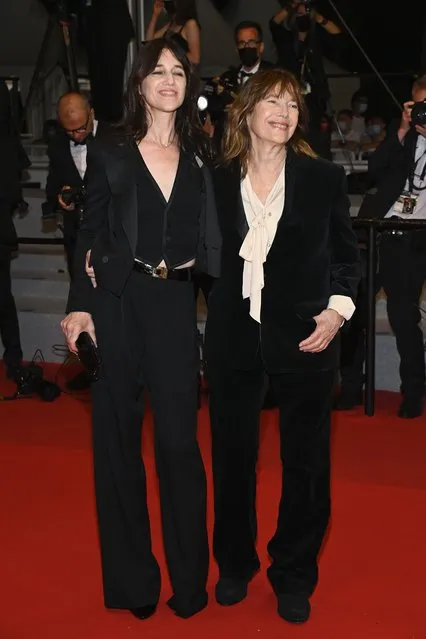 English-French actress Charlotte Gainsbourg (L) and English singer and actress Jane Birkin attend the screening of “Jane Par Charlotte (Jane By Charlotte)” during the 74th annual Cannes Film Festival on July 07, 2021 in Cannes, France. (Photo by Pascal Le Segretain/Getty Images)