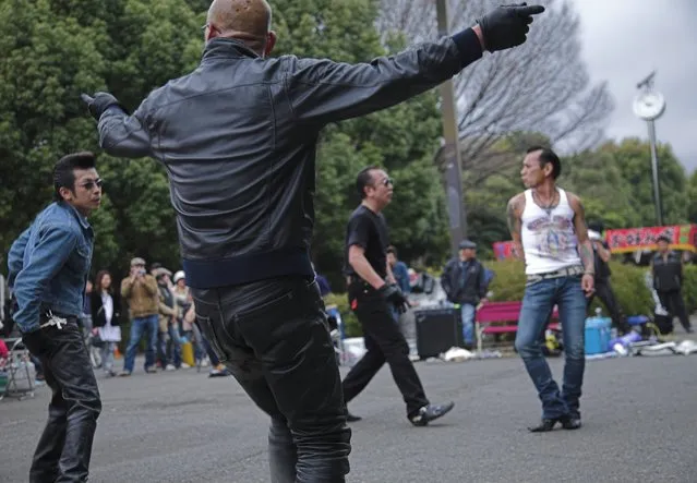 “Dancin in the street”. Rockabilly Club in Tokyo that dances on Sundays outside Yoyogi Park in Harajuku. (Photo by Daren Epstein)