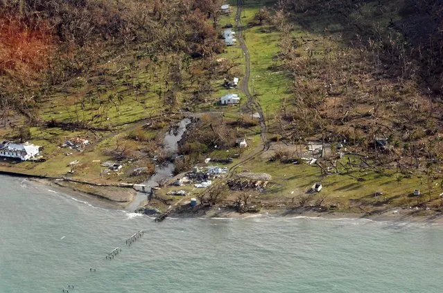 A remote Fijian village is photographed from the air during a surveillance flight conducted by the New Zealand Defence Force on February 21, 2016. (Photo by Reuters/NZ Defence Force)