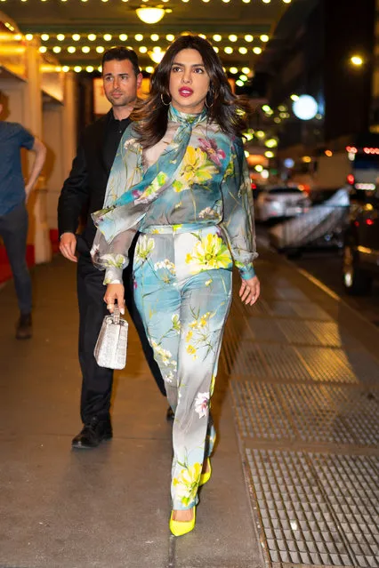 Priyanka Chopra arrives at “Pretty Woman on Broadway” in Midtown on April 13, 2019 in New York City. (Photo by TheStewartofNY/GC Images)