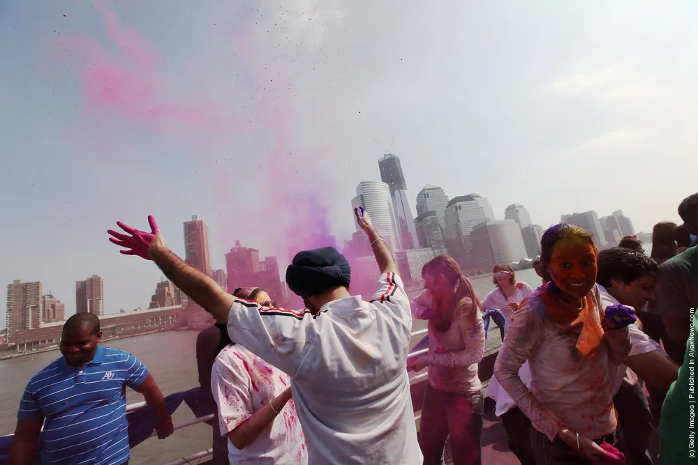 Indian Holi Festival Celebrated on Boat Cruise Around Manhattan