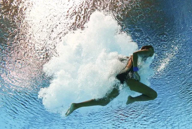 Maha Abdelsalam of Egypt performs a jump during the mixed team event final at the Aquatics World Championships in Kazan, Russia July 29, 2015. (Photo by Stefan Wermuth/Reuters)