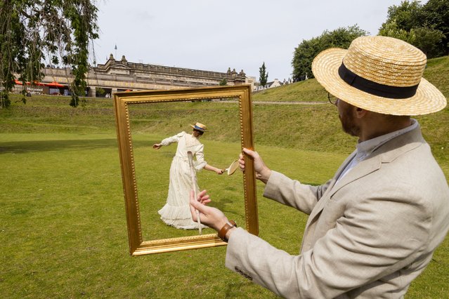 Scenes painted by the Belfast-born artist Sir John Lavery have been recreated around Edinburgh in the second decade of July 2024 before the opening of a new exhibition, An Irish Impressionist: Lavery on Location, at the Royal Scottish Academy, from July 20 to October 27. (Photo by Stuart Armitt/The Times)