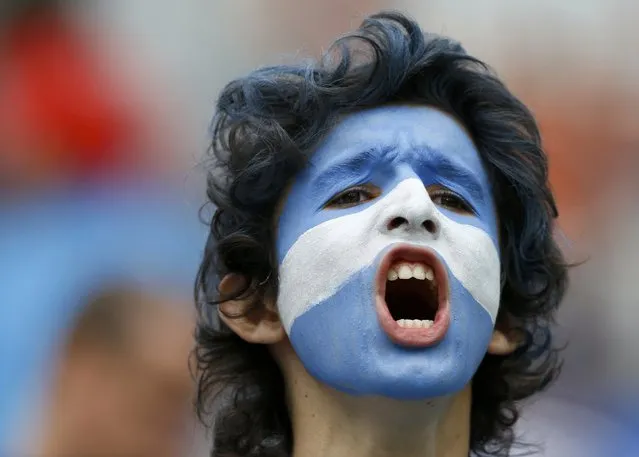 A fan of Argentina shouts before their 2014 World Cup semi-finals against the Netherlands at the Corinthians arena in Sao Paulo July 9, 2014. (Photo by Darren Staples/Reuters)