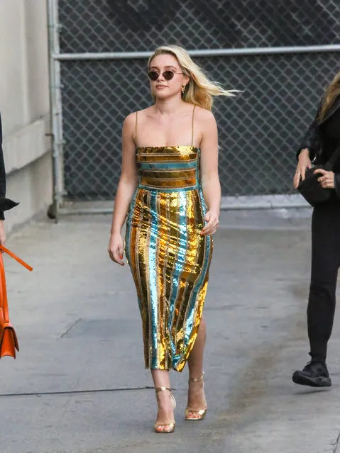 Florence Pugh is seen arriving at the “Jimmy Kimmel Live” on January 16, 2020 in Los Angeles, California.  (Photo by BG017/Bauer-Griffin/GC Images)