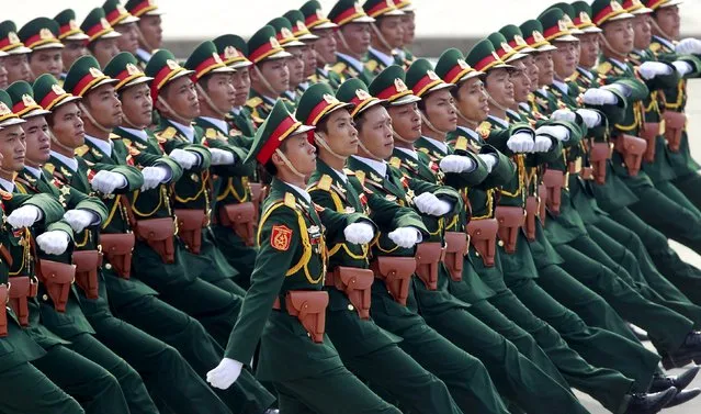 Soldiers of the army force march during a parade marking their 70th National Day at Ba Dinh square in Hanoi, Vietnam September 2, 2015. (Photo by Reuters/Kham)