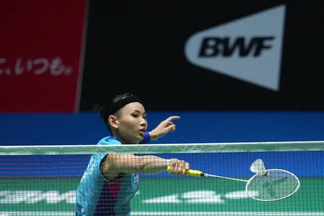 Tai Tzu Ying of Chinese Taipei competes in the Women's Singles Third Round match against Thi Trang Vu of Vietnam on day four of the BWF World Championships at Tokyo Metropolitan Gymnasium on August 25, 2022 in Tokyo, Japan. (Photo by Toru Hanai/Getty Images)