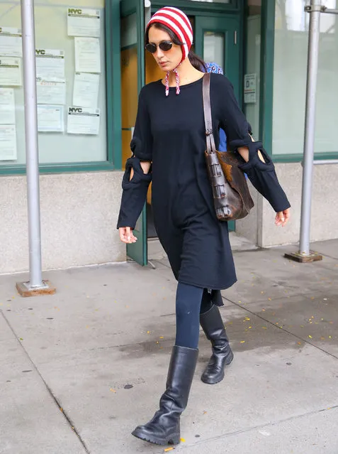American model Bella Hadid was spotted heading to the airport as leaving her apartment in Tribeca, New York City on October 24, 2022. (Photo by ZapatA/The Mega Agency)