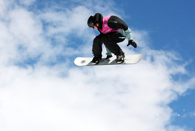 Slovakia’s Martin Jozsa practices before the men’s snowboard big air event at the FIS Freestyle Ski and Snowboarding World Championships in St Moritz, Switzerland on March 25, 2025. (Photo by Denis Balibouse/Reuters)