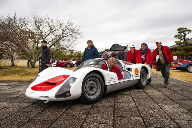 A 1966 Porsche 906, chassis 906-115 is handled into place during Concorso d'Eleganza Japan at Yakushi-ji Temple on March 16, 2025 in Nara, Japan. (Photo by Matt Jelonek/Getty Images)