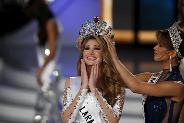 Miss Lara, Mariam Habach, reacts after winning the Miss Venezuela 2015 pageant in Caracas October 8, 2015. Habach won the pageant and will represent the country in the Miss Universe pageant. (Photo by Marco Bello/Reuters)