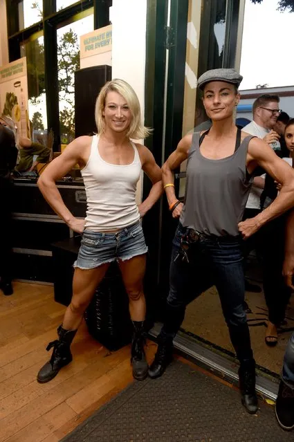 Stunt performer Jessie Graff (left) and guest (right) attend Kiehl's Since 1851 celebration of  LifeRide for Ovarian Cancer Research Fund Alliance at Kiehl's Since 1851 on September 22, 2016 in Santa Monica, California. (Photo by Emma McIntyre/Getty Images for Kiehl's)