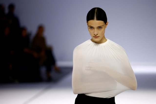 A model presents a creation by designer Alain Paul as part of his Spring/Summer 2025 Women's ready-to-wear collection show for his label Alainpaul at Paris Fashion Week on September 24, 2024. (Photo by Sarah Meyssonnier/Reuters)