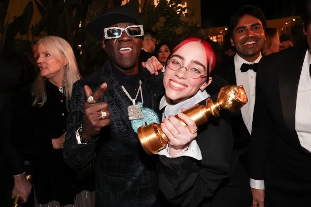The rapper Flavor Flav and singer Billie Eilish at the 2024 Billboard Golden Globes After Party held at the Beverly Hilton Hotel on January 7, 2024 in Beverly Hills, California. (Photo by Christopher Polk/Billboard via Getty Images)