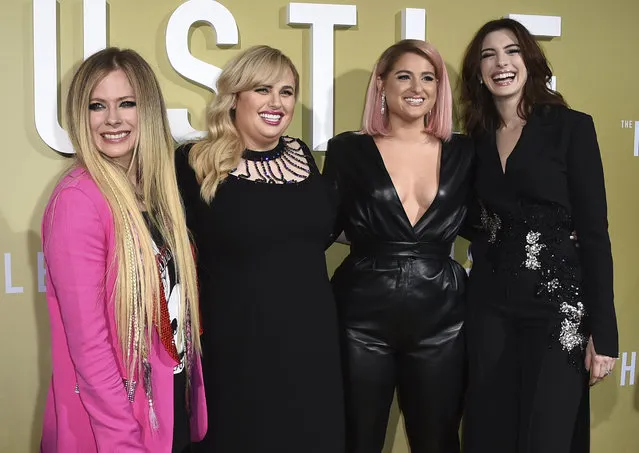 Avril Lavigne, Rebel Wilson, Meghan Trainor and Anne Hathaway arrive at the Los Angeles premiere of “The Hustle” at ArcLight Hollywood on Wednesday, May 8, 2019. (Photo by Jordan Strauss/Invision/AP Photo)