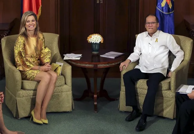 Philippine President Benigno Aquino (R) meets with Queen Maxima of the Netherlands, the UN Secretary-General's Special Advocate (UNSGSA) for Inclusive Finance for Development, during her courtesy call at the presidential palace in Manila June 30, 2015. Queen Maxima is in the country for a two-day official visit. (Photo by Aaron Favila/Reuters)