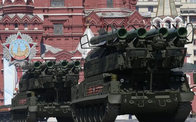 Russian Buk-M2 missile systems drive during the Victory Day parade, marking the 71st anniversary of the victory over Nazi Germany in World War Two, at Red Square in Moscow, Russia, May 9, 2016. (Photo by Grigory Dukor/Reuters)