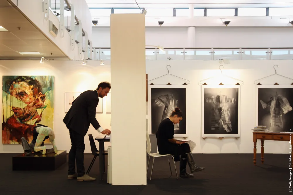 Artists And Galleries Advertise Their Artwork At The London Art Fair