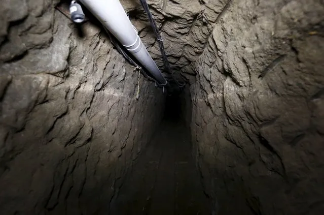 A tunnel connected to the Altiplano Federal Penitentiary and used by drug lord Joaquin “El Chapo” Guzman to escape is seen in Almoloya de Juarez, on the outskirts of Mexico City, July 15, 2015. (Photo by Edgard Garrido/Reuters)