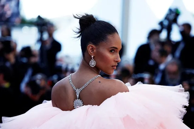 French model Cindy Bruna arrives for the screening of the film “Armageddon Time” during the 75th edition of the Cannes Film Festival in Cannes, southern France, on May 19, 2022. (Photo by Sarah Meyssonnier/Reuters)