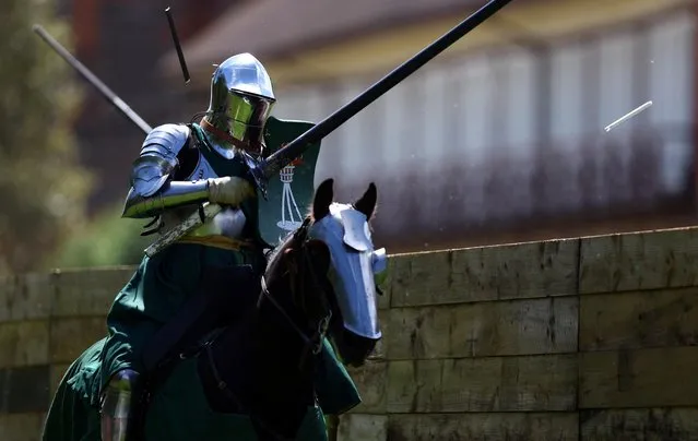 A Knight participates in a Platinum Jubilee joust tournament at Hampton Court Palace in London, Britain, June 1, 2022. (Photo by Hannah McKay/Reuters)