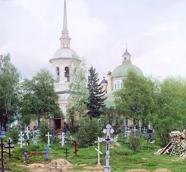 Photos by Sergey Prokudin-Gorsky. Cemetery Church of the Exaltation of the Cross. Russia, Tver Province, Ostashkov county, Ostashkov, 1910