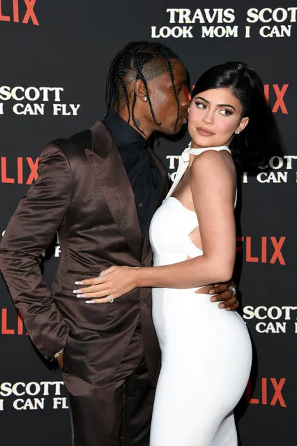 Travis Scott and Kylie Jenner attend the Premiere Of Netflix's “Travis Scott: Look Mom I Can Fly” at Barker Hangar on August 27, 2019 in Santa Monica, California. (Photo by Jon Kopaloff/FilmMagic)