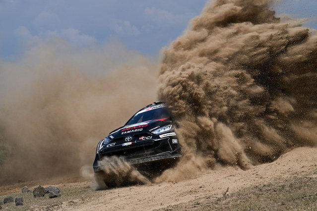 Kalle Rovanpera of Finland and Jonne Halttunen of Finland compete with their Toyota Gazoo Racing WRT Toyota GR Yaris Rally1 during Rally Kenya, Round 3 of the 2025 FIA World Rally Championship on March 19, 2025 in Naivasha, Kenya. (Photo by Massimo Bettiol/Getty Images)