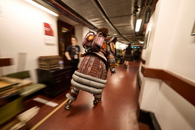 Jade Marvin from Starlight Express gets her skates on for a special number at The Olivier Awards 2025 at The Royal Albert Hall on April 06, 2025 in London, England. (Photo by David Levene/The Guardian)