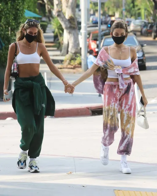 Just days ahead of the release of her cancel-culture inspired video “Baby”, American singer-songwriter Madison Beer is seen on August 18, 2020 strolling through the streets of West Hollywood in tie-dye sweats with a matching sweatshirt tied around her shoulders. (Photo by X17/SIPA Press)