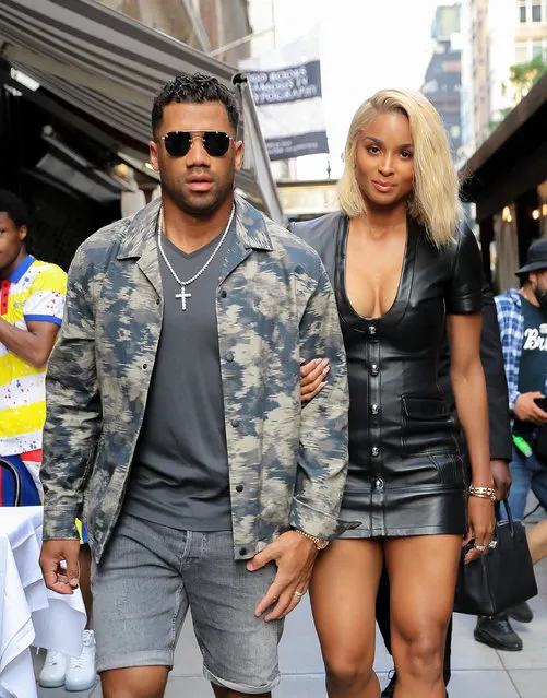 American singer, songwriter, dancer, and model Ciara and Russell Wilson were spotted arm-in-arm while arriving at Philippe Chow for dinner in NYC on June 30, 2021. (Photo by Wise Owl/The Mega Agency)