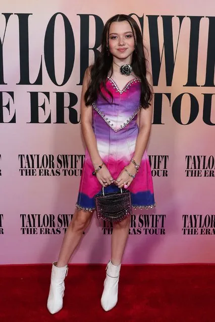 Actress Violet McGraw walked the red carpet for the premiere of gal pal Taylor Swift's concert film, “Taylor Swift: The Eras Tour” in  Los Angeles, California on October 11, 2023. (Photo by John Salangsang/Rex Features/Shutterstock)