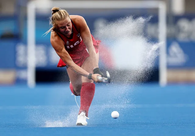 Ashley Hoffman of the U.S. in action during their hockey match against Uruguay at the Pan Am Games in Santiago, Chile on October 30, 2023. (Photo by Luisa Gonzalez/Reuters)