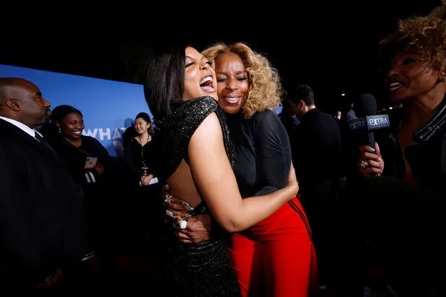 Cast member Taraji P. Henson and singer Mary J. Blige hug at the premiere of the movie “What Men Want” in Los Angeles, California, U.S. on January 28, 2019. (Photo by Mario Anzuoni/Reuters)